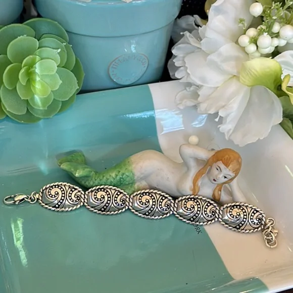 Brighton BIANCA Silver Swirl Scroll Heart Necklace Bracelet Earrings RARE